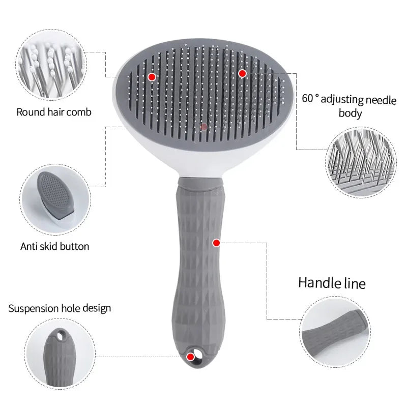 Self-Cleaning Pet Grooming Brush - Hair Removal Comb for Cats & Dogs